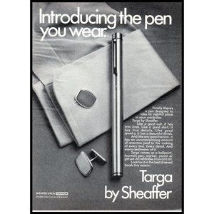 1977 Targa Pen by Sheaffer Vintage Print Ad French Cuff Links Fashion Wall Art